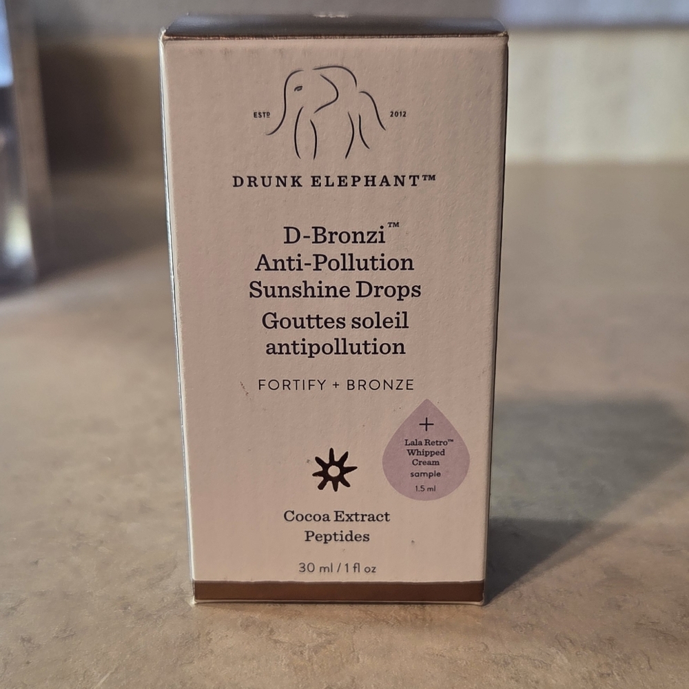 Drunk Elephant Anti-Pollution Sunshine Drops Cocoa Extract Peptides 30ml  1 oz